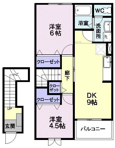 プリマベーラ(2DK/2階)の間取り写真