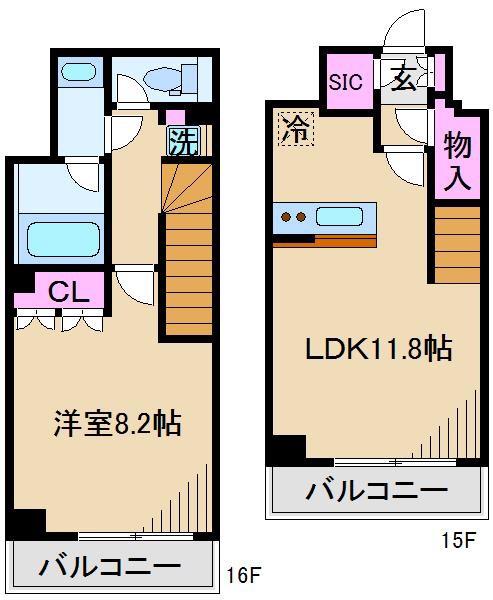 エスティメゾン王子(1LDK/15階)の間取り写真