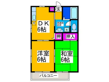 SKエルフィン(2DK/2階)の間取り写真
