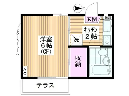 アールハイツ(1K/1階)の間取り写真