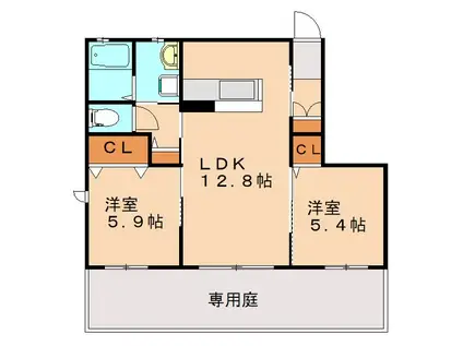 シャーメゾン志の(2LDK/1階)の間取り写真