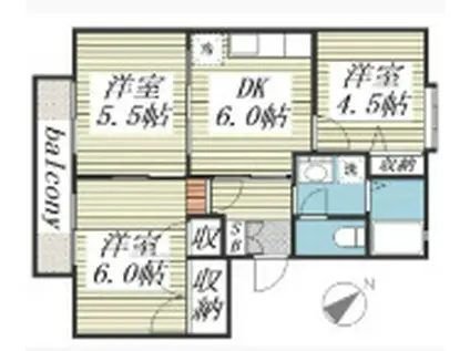 カーサ東山木台(3DK/2階)の間取り写真