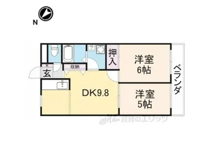 FEEL―B(2DK/1階)の間取り写真