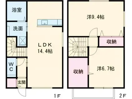 LES・AUBEPINES 昭和(2LDK/1階)の間取り写真