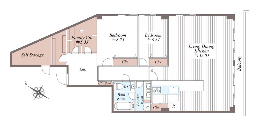 代官山マンション(2SLDK/6階)の間取り写真