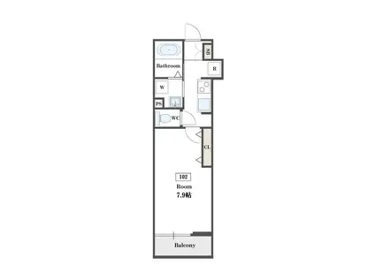 A・Z RESIDENCE津田沼III(1K/1階)の間取り写真