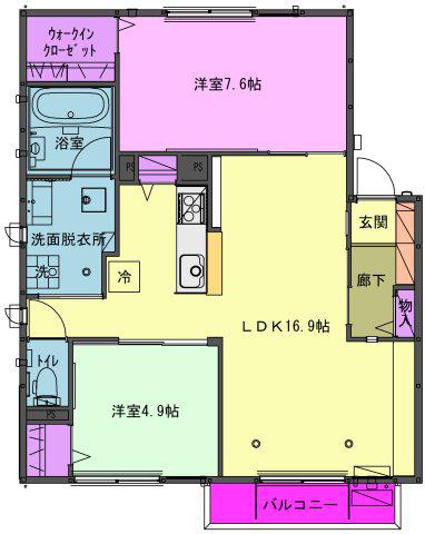 DIVERSITA柳原A(2LDK/2階)の間取り写真