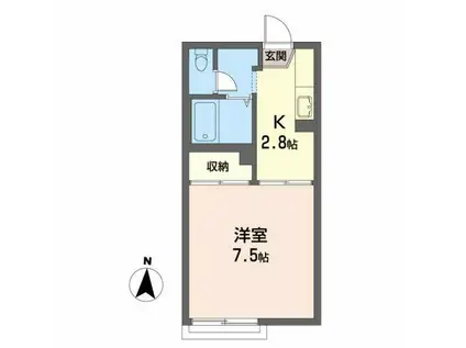 メゾンベルグ A(1K/2階)の間取り写真