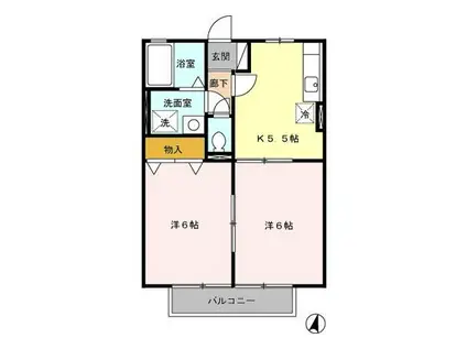 パストラーレ B棟(2K/2階)の間取り写真