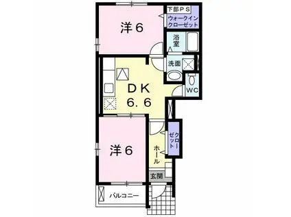 ウィングメゾンB(2DK/1階)の間取り写真