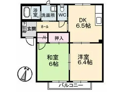 パストラルA棟(2DK/2階)の間取り写真