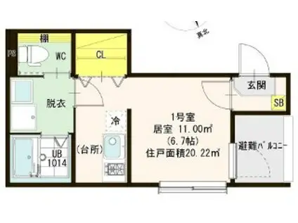 ハーモニーテラス姫島V(ワンルーム/3階)の間取り写真