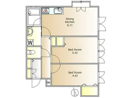 NSハウス田園調布(2DK/2階)の間取り写真