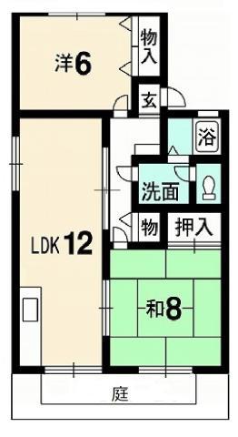 セジュール大原C棟(2LDK/1階)の間取り写真