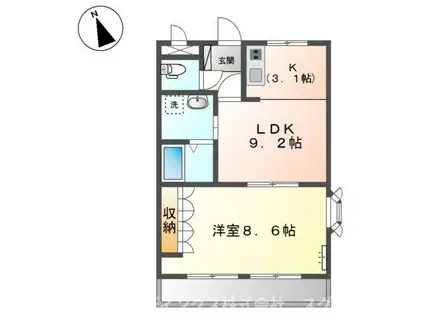ベルメゾン(1LDK/2階)の間取り写真