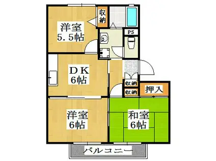エクセレント西明石A(3DK/2階)の間取り写真