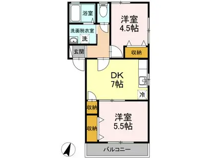 グレイス愛野A(2DK/1階)の間取り写真