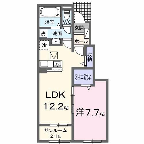 エクラデサージュ見能林I(1LDK/1階)の間取り写真
