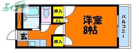 エスポアール北長瀬(1K/5階)の間取り写真