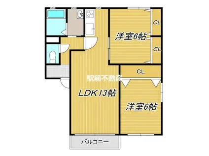 第2グリーンコーポ長門(2LDK/2階)の間取り写真