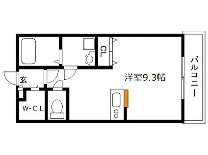 WOODY LIVIN(ワンルーム/1階)の間取り写真