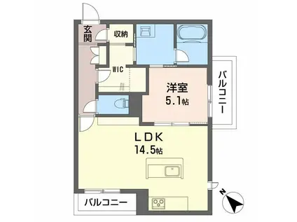 シャーメゾンアルバスII(1LDK/2階)の間取り写真