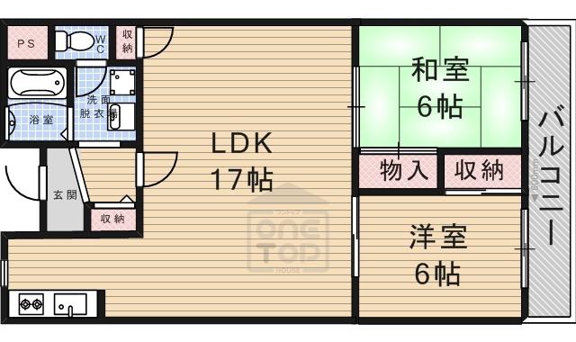 ピュア別府(2LDK/3階)の間取り写真