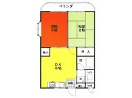 エバーグリーンハイツ(2DK/1階)の間取り写真