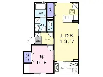 プレミール京都(1LDK/1階)の間取り写真