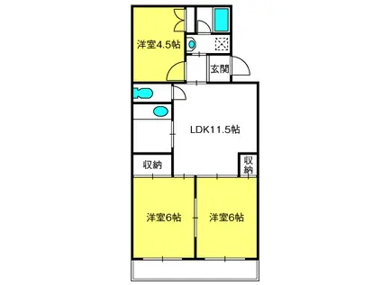 メゾン・松本(3LDK/1階)の間取り写真