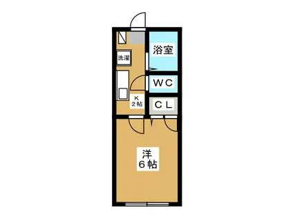 シャトル(1K/1階)の間取り写真