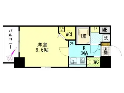 グラビスコート広島駅前通(1K/8階)の間取り写真