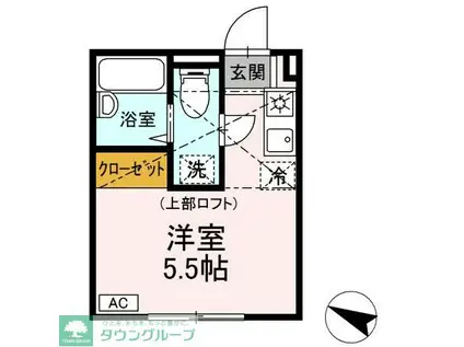 ハイツ岡沢町B(ワンルーム/2階)の間取り写真