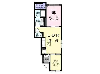 クラージュ宝塚(1LDK/1階)の間取り写真