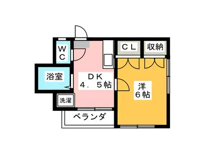 ロックハイムIII(1DK/2階)の間取り写真