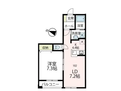 オーチャード・アパートメント(1LDK/1階)の間取り写真