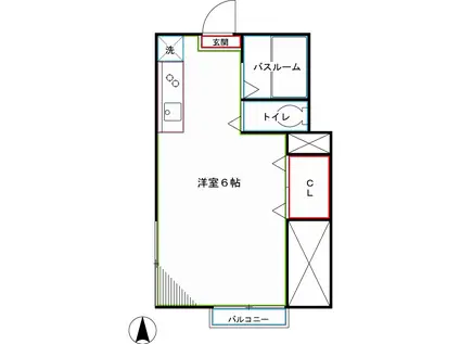メゾンドパルク(ワンルーム/2階)の間取り写真