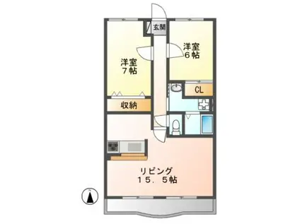 ハートフル春里(2LDK/7階)の間取り写真