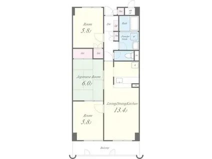 インペリアル南ヶ丘(3LDK/6階)の間取り写真