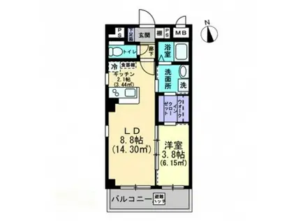 アパートメントS V(1LDK/2階)の間取り写真