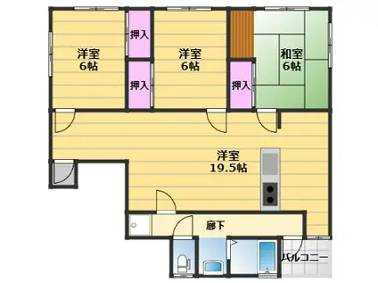 第2泉洋ビル(3LDK/4階)の間取り写真