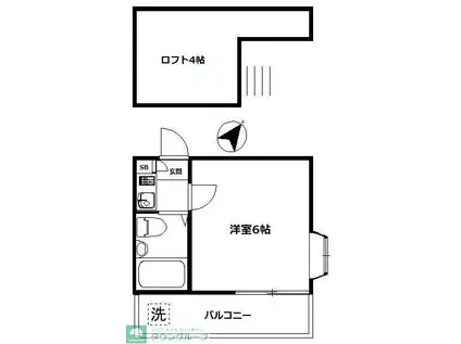 カオパレスNO.6(ワンルーム/1階)の間取り写真