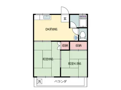 東緑コーポ(2DK/2階)の間取り写真