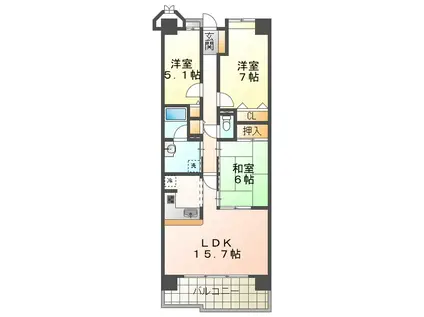 ジェームス山ヒルズ3番館(3LDK/9階)の間取り写真
