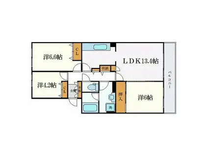 リブレス行田(3LDK/2階)の間取り写真