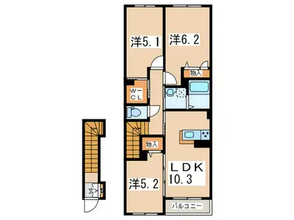 サンパース(3LDK/2階)の間取り写真