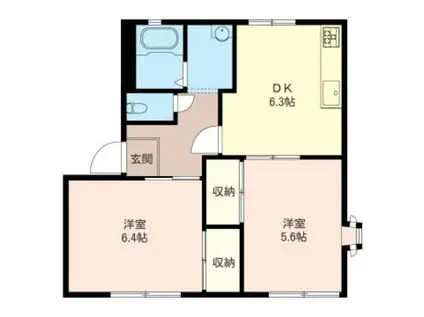 アーバン柿生(2DK/1階)の間取り写真