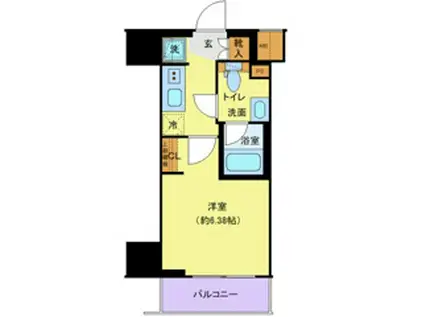 プレール・ドゥーク川口並木(1K/5階)の間取り写真