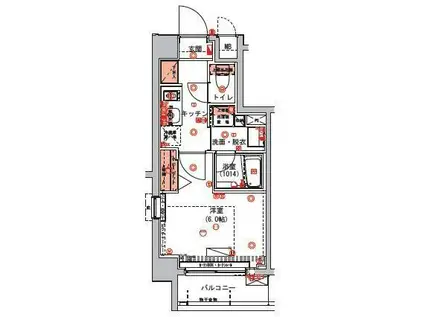 ハーモニーレジデンス東京ウエスト(1K/3階)の間取り写真