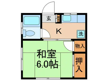 岩田荘(1K/2階)の間取り写真